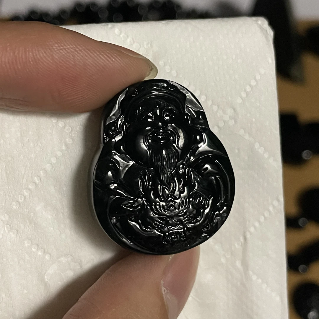 天然翡翠a货 财神爷玉坠h