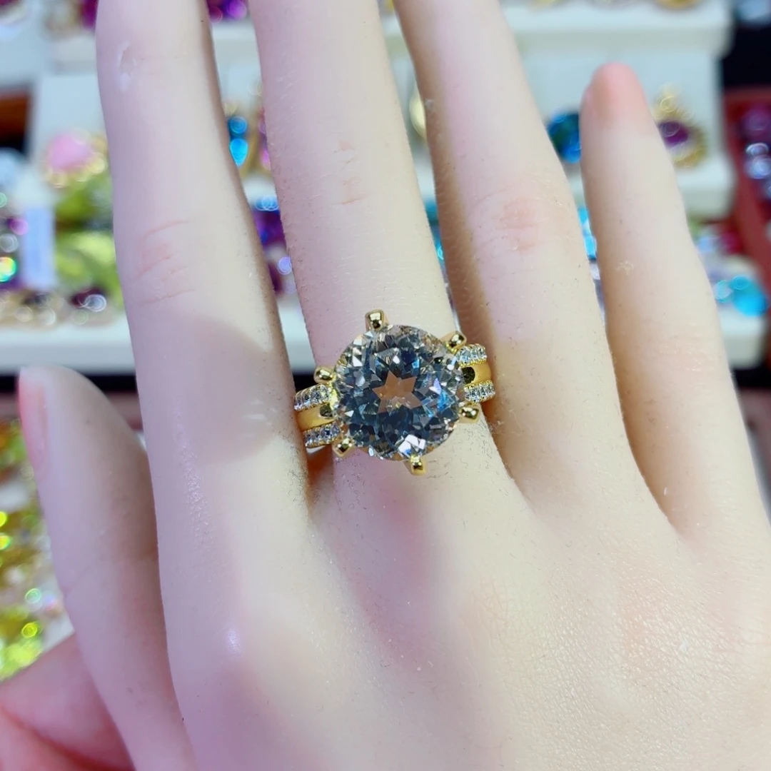 托帕石戒指银S925镶嵌