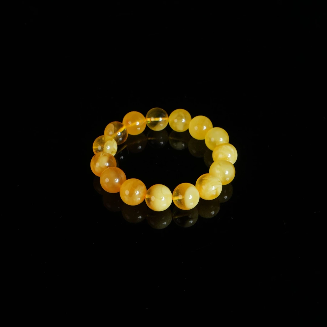 M2662 焦皮料金白圆珠手串 26.2g