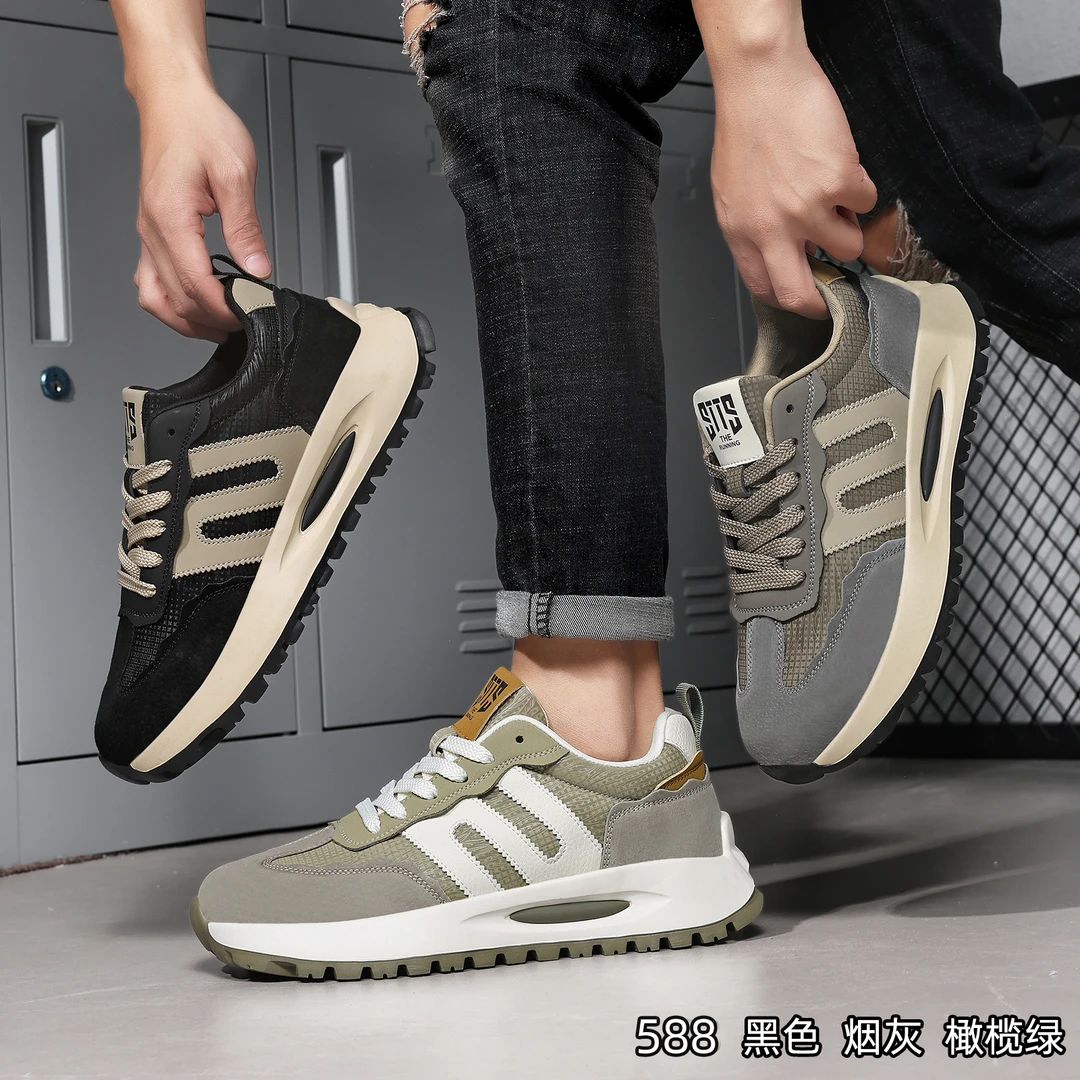 【爆款推举】四季款新款像塑大底阿甘鞋透气皮面加绒588