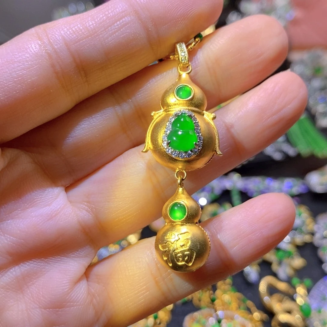 吊坠(不含链)银S925镶嵌翡翠