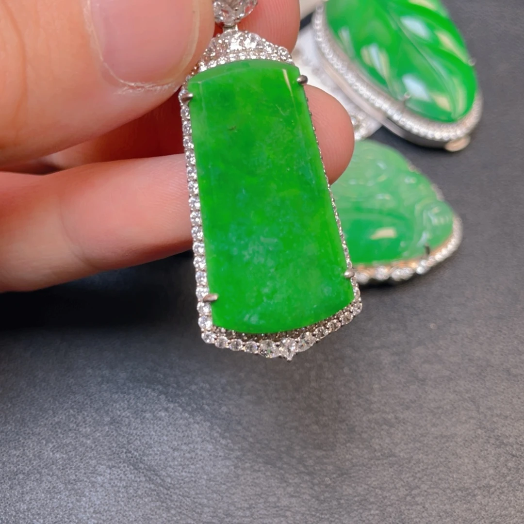 翡翠银S925镶嵌吊坠(不含链)