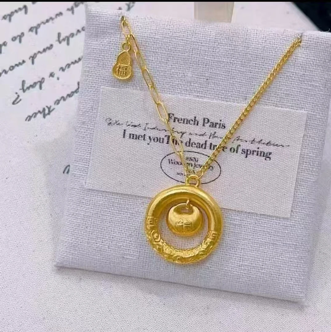 纯铜项链 大牌同款平安扣胖福袋项链