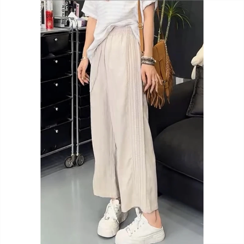 百搭休闲裤子女胖mm大码夏季新款直筒裤显瘦九分裤薄款阔腿休闲裤