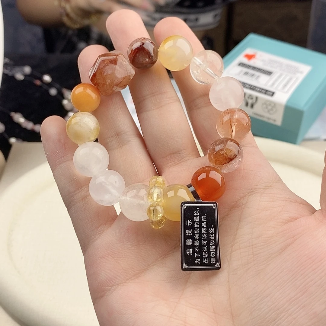 水晶银S925镀金镶嵌手链