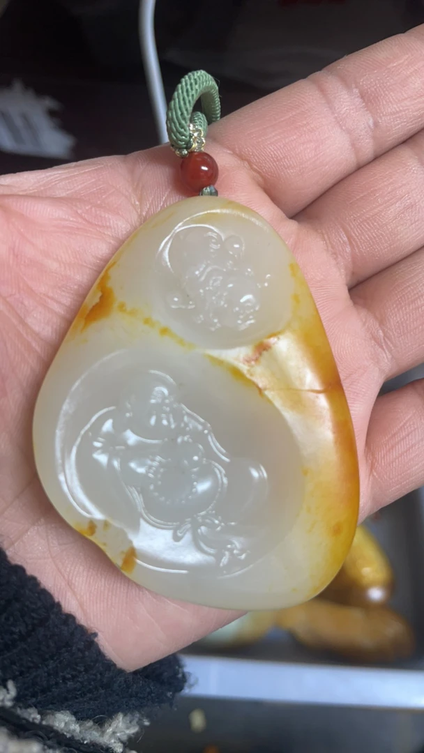和田玉  挂件  财富双收