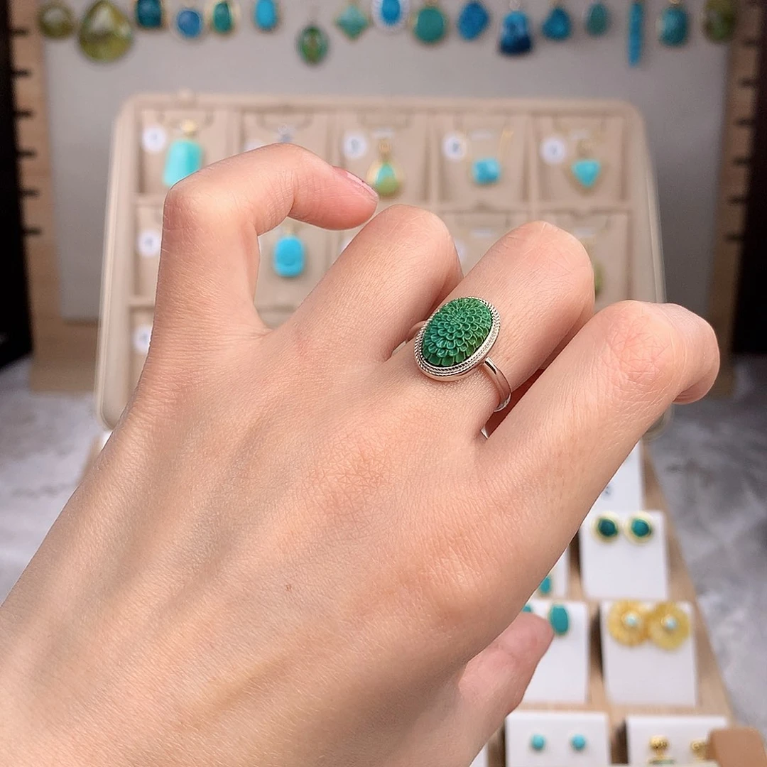 绿松石戒指银S925镶嵌