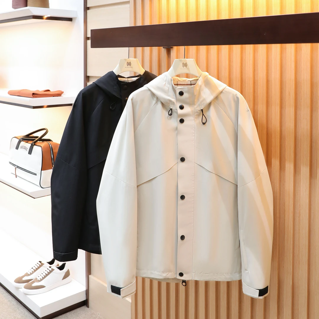 意式奢华2025秋季新款男士高端商务休闲三防连帽飞行夹克外套1304