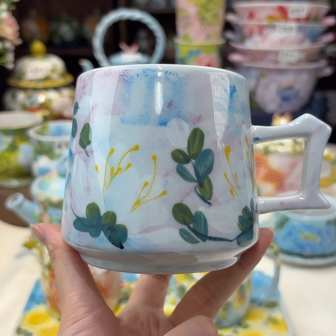 瓷片景德镇手绘高温釉下彩陶瓷茶具