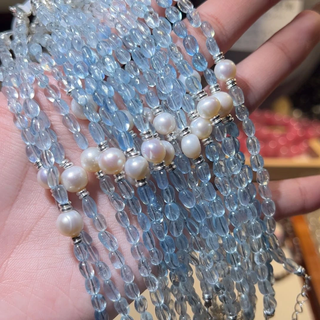 水晶手链未镶嵌海蓝宝珍珠手链