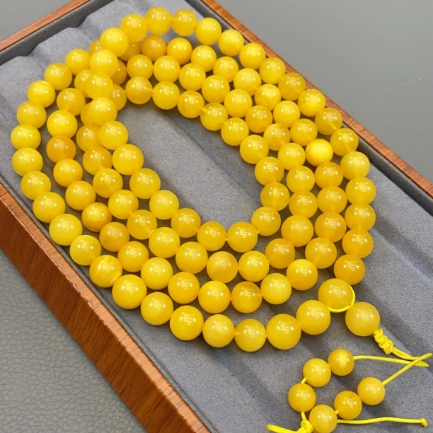 鸡油黄10mm蜜蜡链子挂链项链