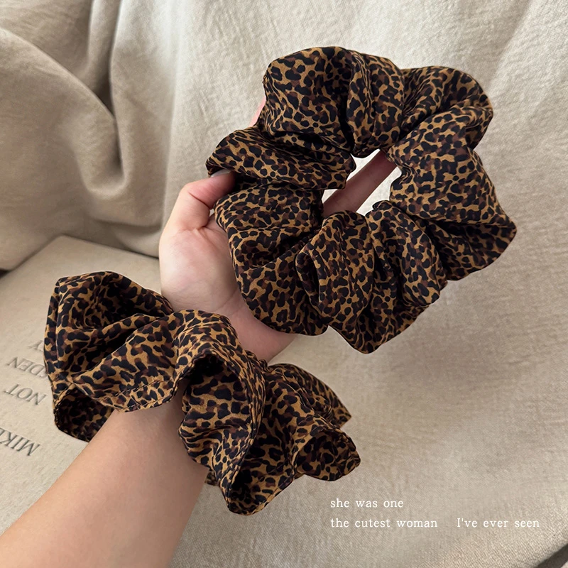 复古豹纹大肠发圈女巨好看头绳头花头饰发饰2025新款扎发皮筋发绳