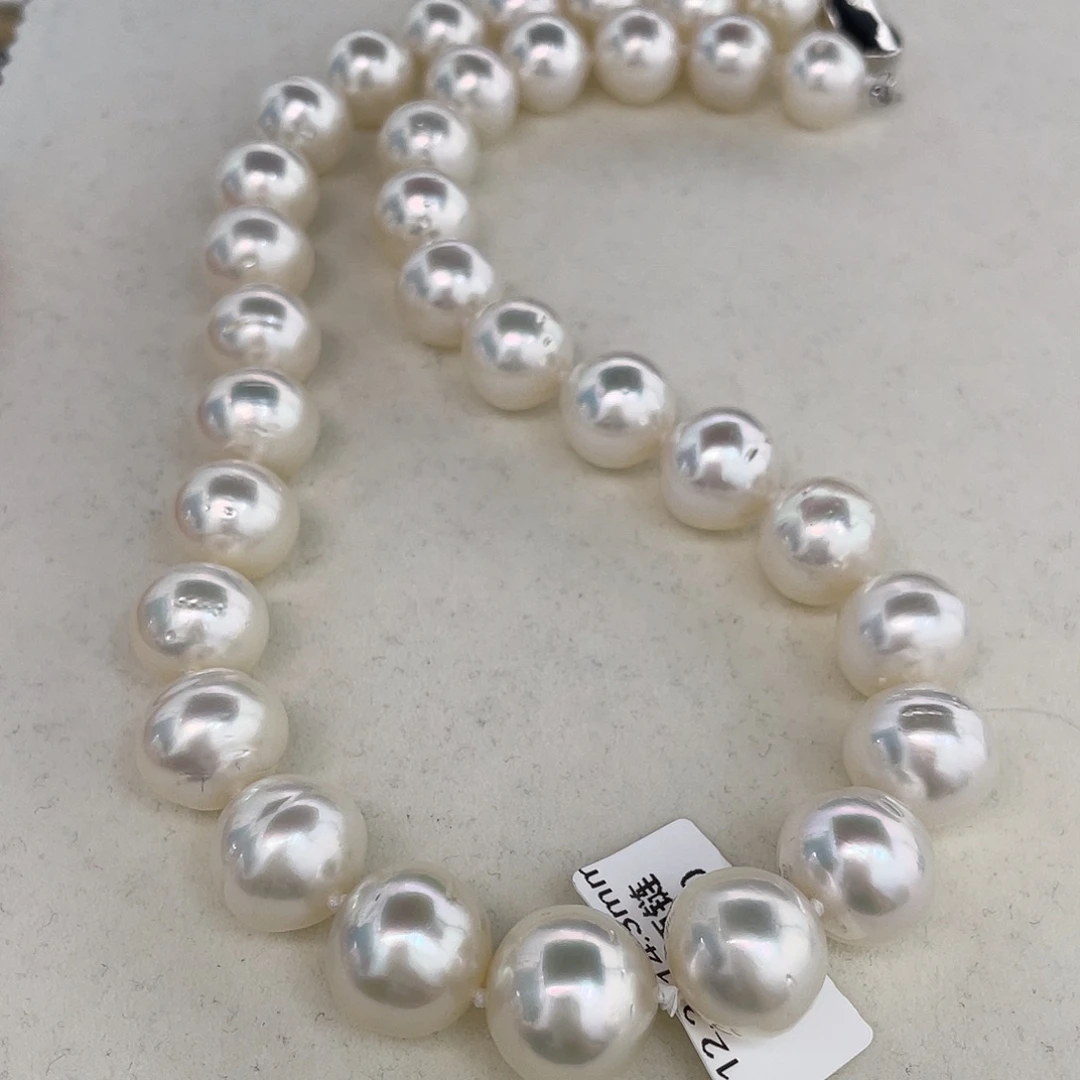 定制海水珍珠未镶嵌裸珠12-14mm澳白项链