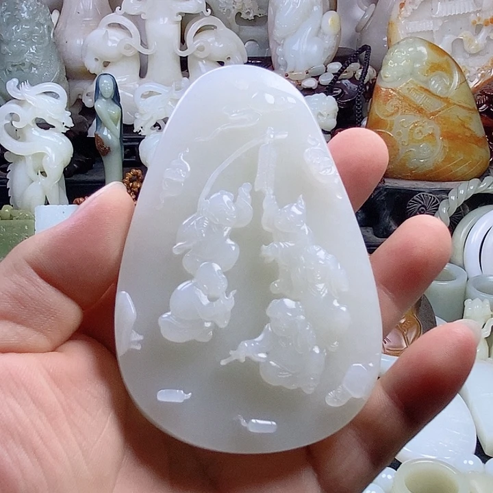 戈***石和田玉未镶嵌把件