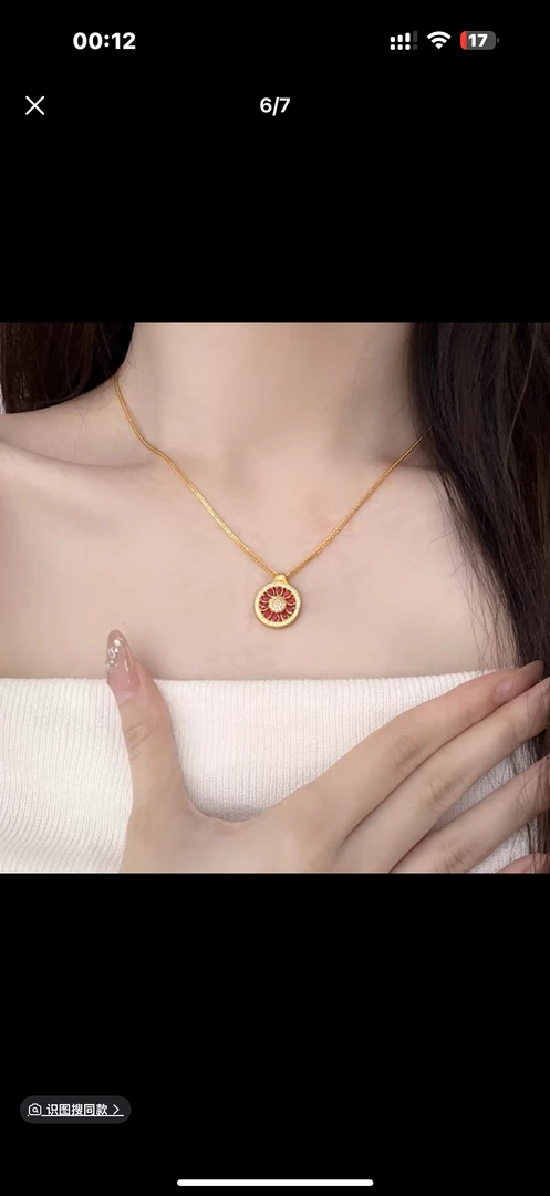 铜合金项链 Dlzea中国花红古法项链1411