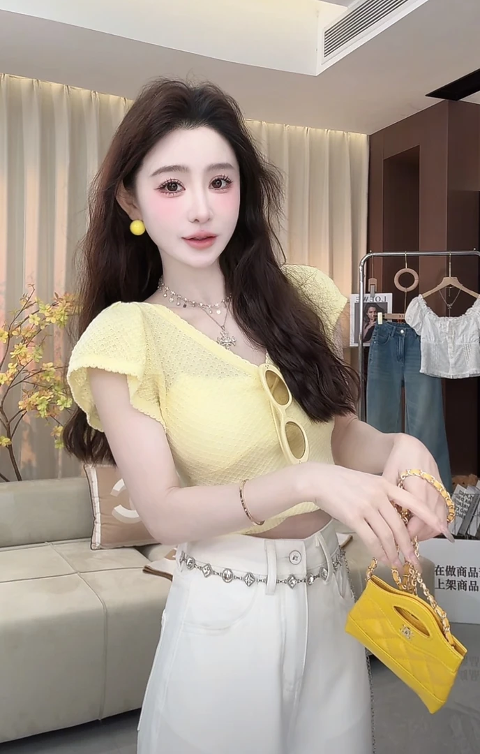 西恩定制●【奶油甜布蕾】夏季气质百搭洋气设计感针织衫JJC5ZZS2514