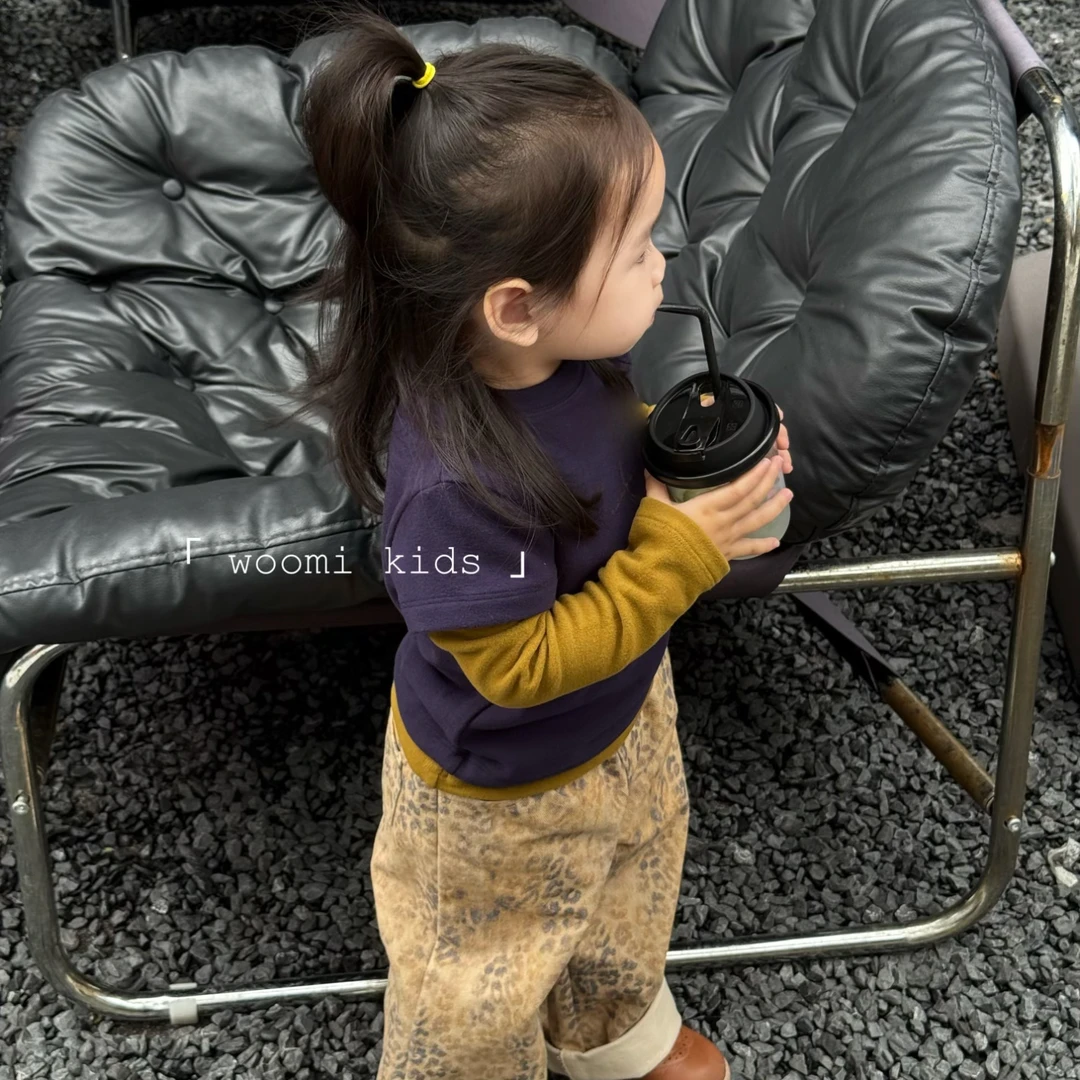 woomi·蓝调时分·儿童秋冬小众高质设计320g高密绒感两件叠穿T恤