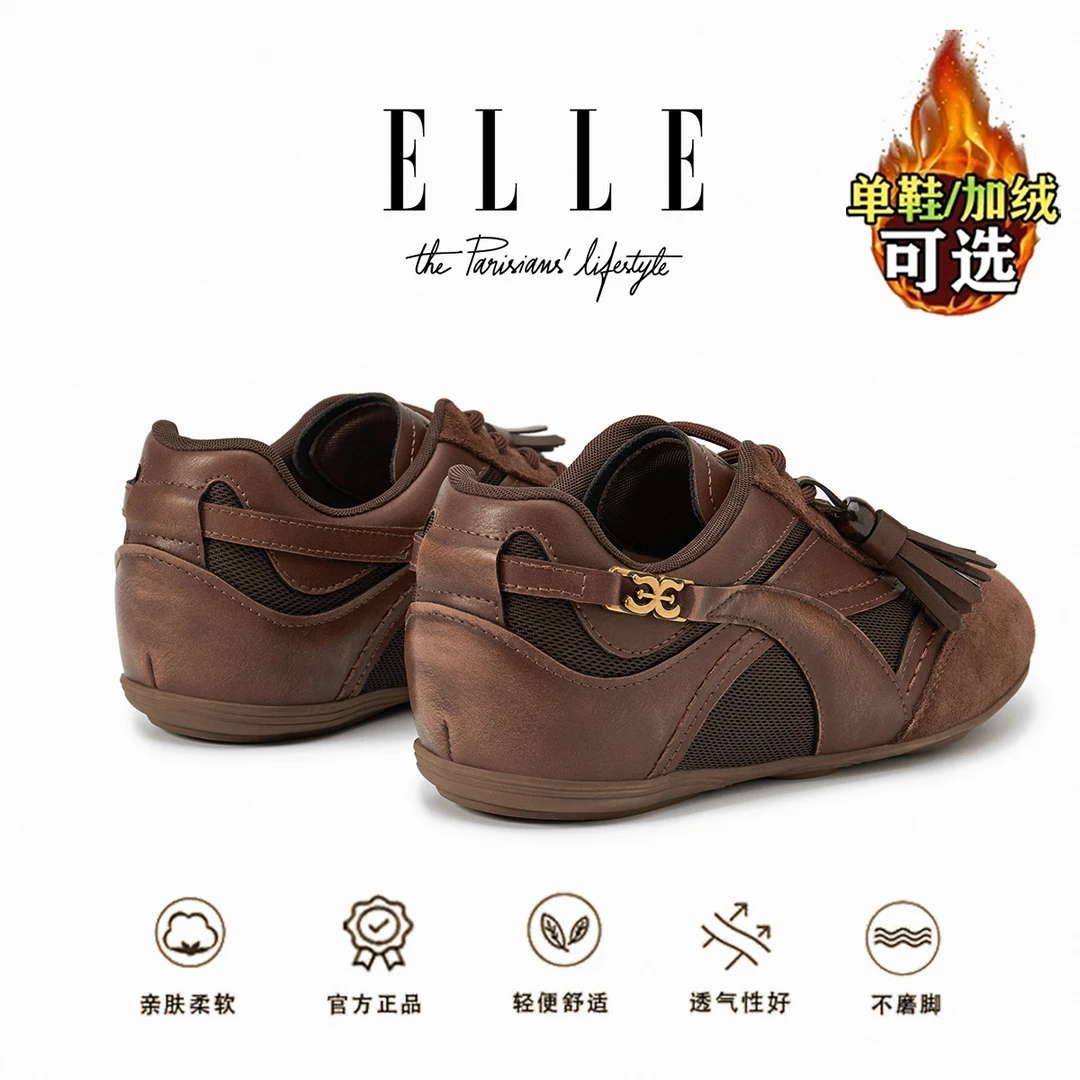 ELLE踩屎感德训鞋女款2025新款加绒勃肯鞋丑萌运动鞋毛毛阿甘鞋子