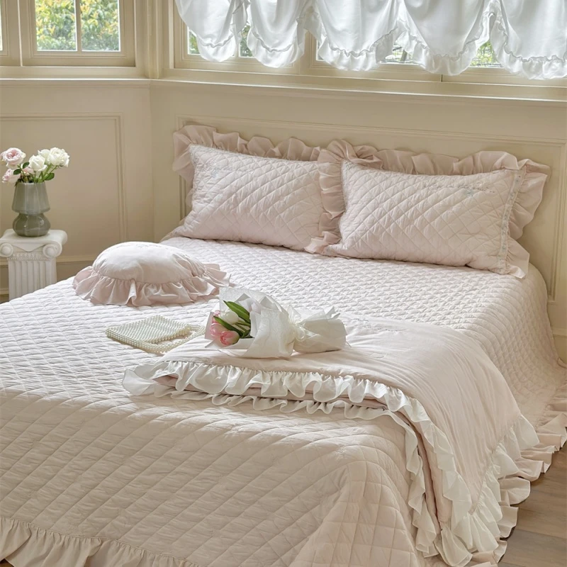 YB 0537 春夏全棉绣花床盖三件套 山茶之恋