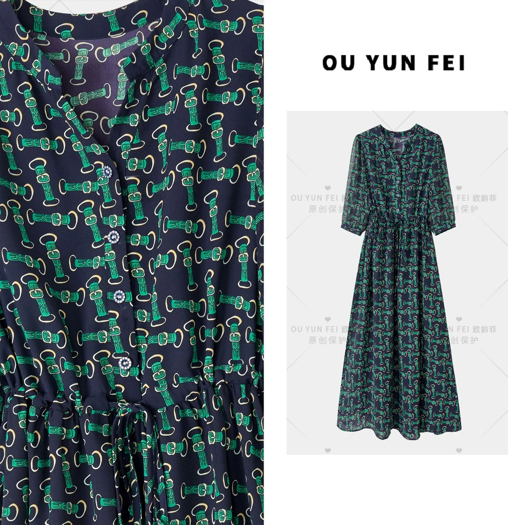 高贵气质连衣裙女新款夏季显瘦穿搭时尚洋气长裙HD1087