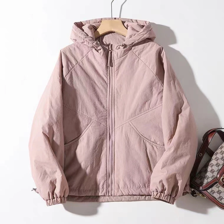 秋冬新休闲时尚减龄连帽防风加厚棉服两面穿百搭夹棉外套女外套宽