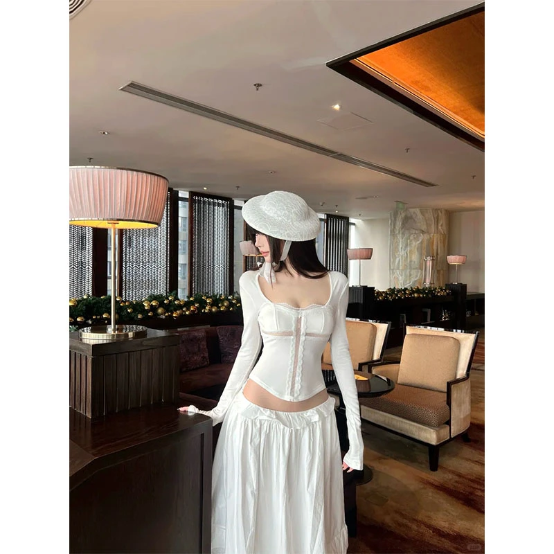 秋季时尚设计感纯欲风修身显瘦百搭时尚上衣气质高腰a字半身裙女