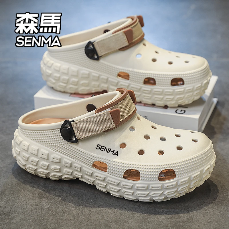 SENMA/森马厚底洞洞鞋女款冬季新款百搭户外防滑踩屎感沙滩拖鞋男