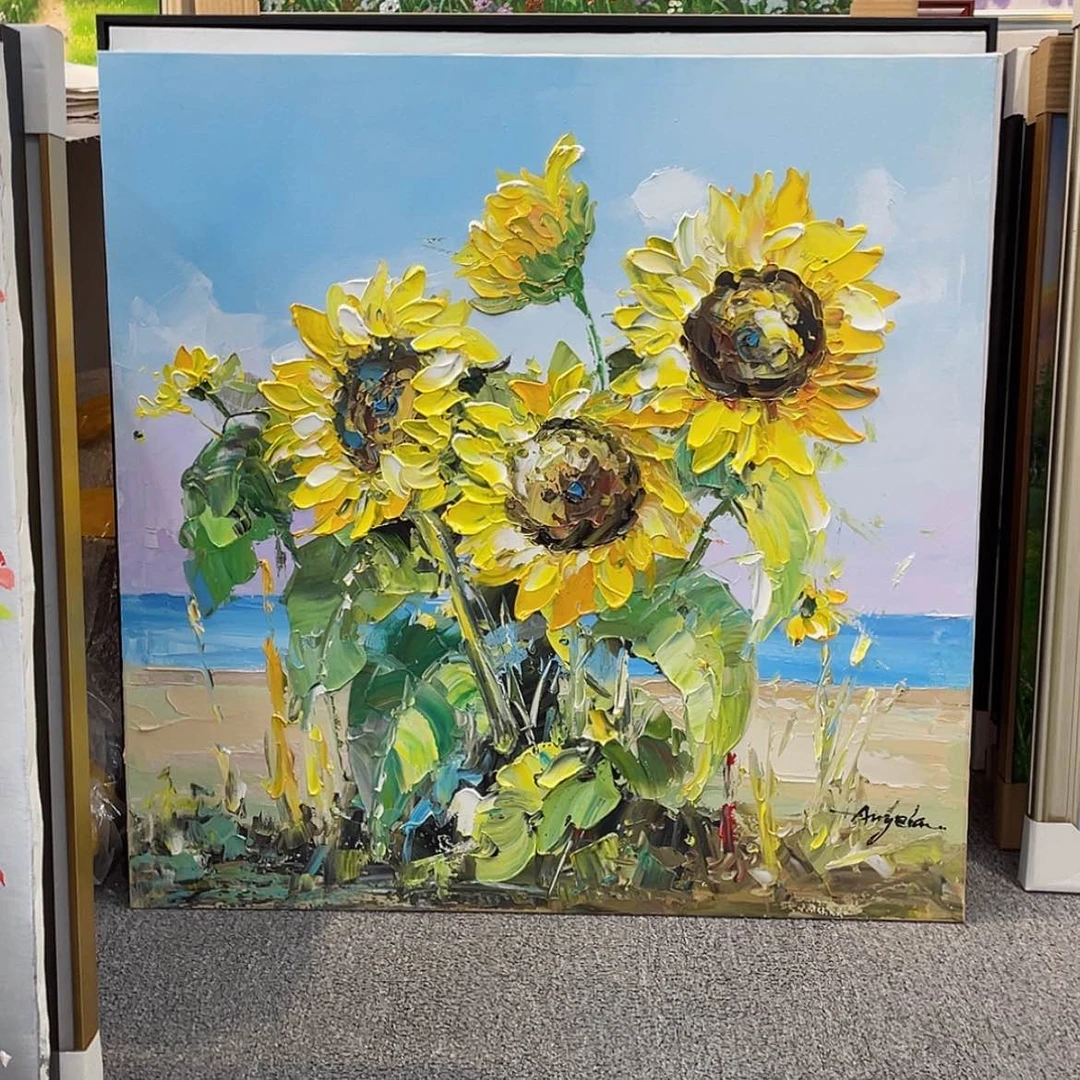 【闪购商品】油画向日葵手绘油画80×80印象派