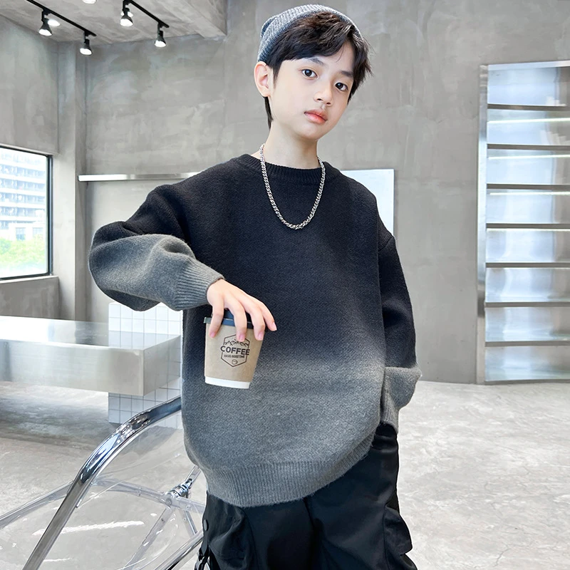 男童毛衣秋冬装2025新款中大儿童秋装内搭线衣男童加绒针织衫帅气