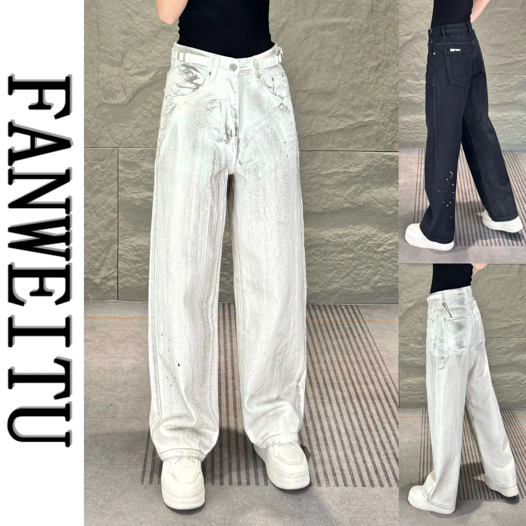 秋季新款做旧设计款男士宽松牛仔裤水洗棉潮流痞帅舒适长裤H3712