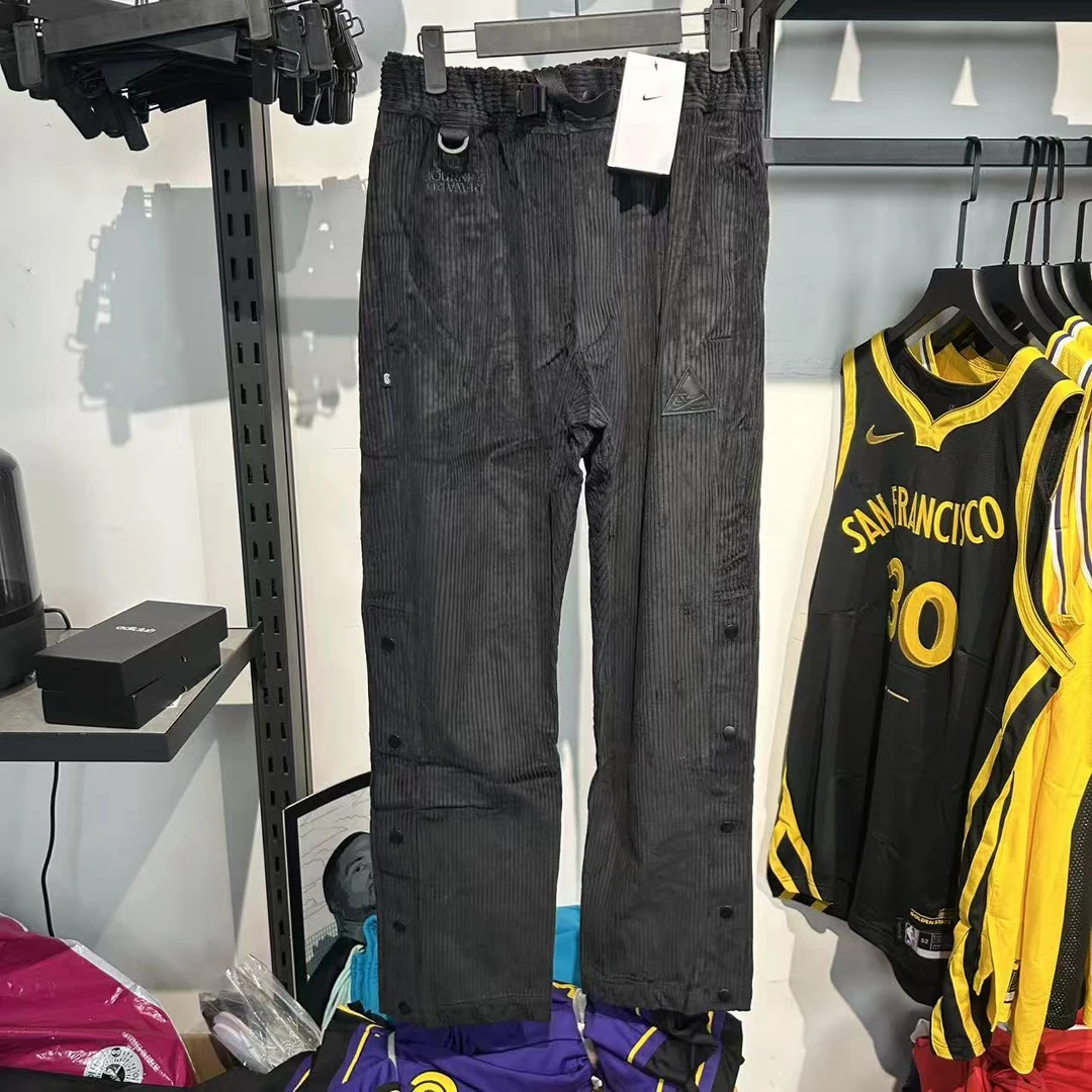 微瑕撤柜-Nike 灯芯绒工装休闲直筒长裤 黑黄