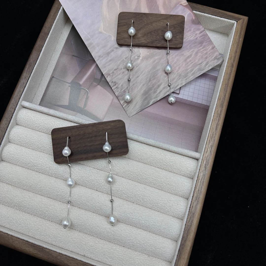 s925银天然淡水小小巴珍珠（星河予你）时尚长流苏耳线-多样性发1