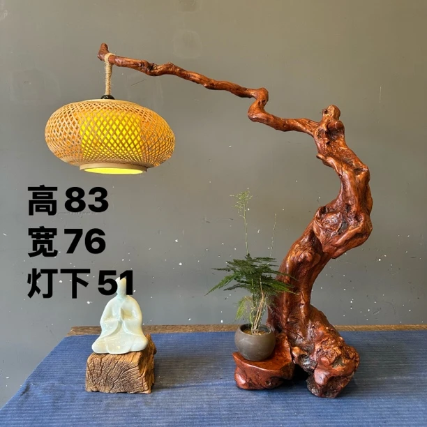 杜鹃根艺灯根雕特色手工艺实木内里走线无拼接茶空间客厅