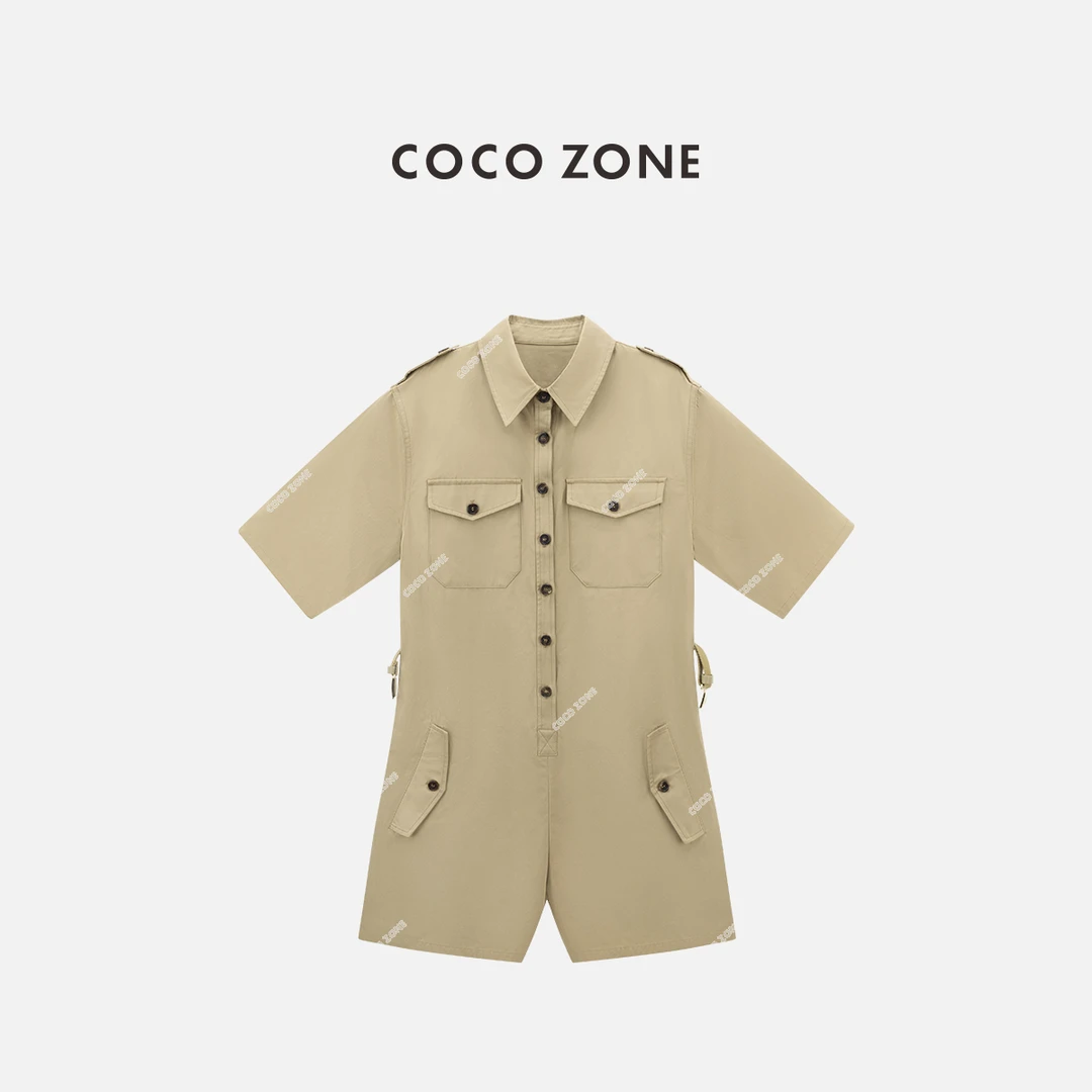COCO ZONE 刘一一"团宠连体裤"夏季短袖收腰显瘦连体衣裤CC1B1402