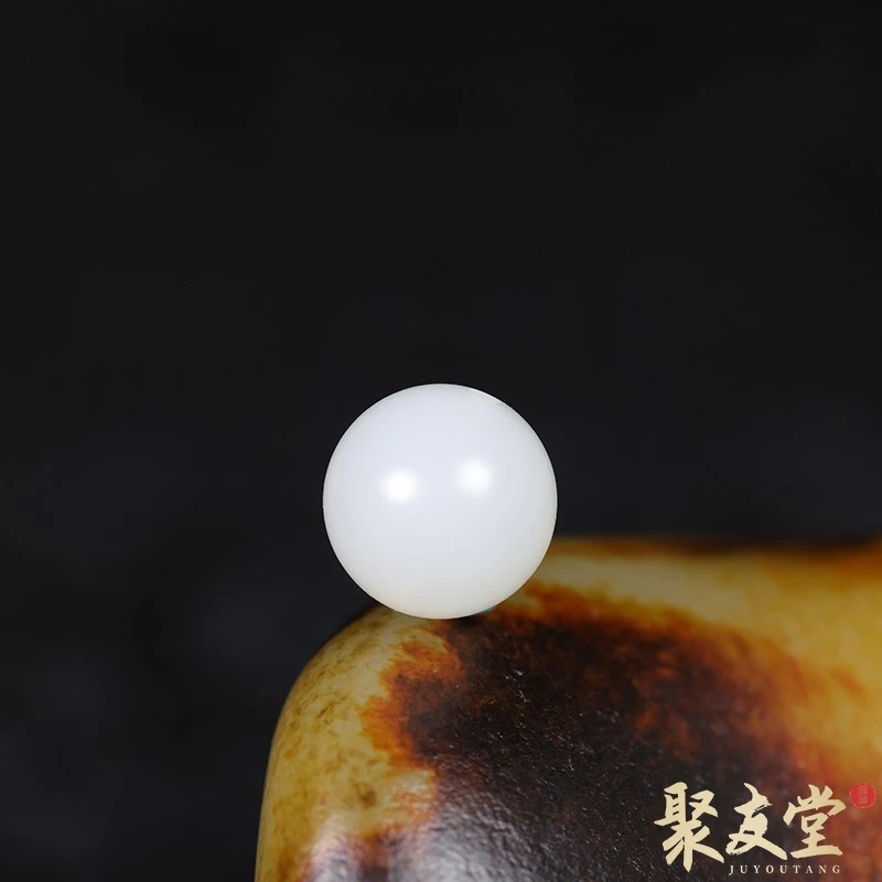 聚友堂王伟玉雕12.3mm新疆和田玉籽料白玉单珠散珠配珠手串220