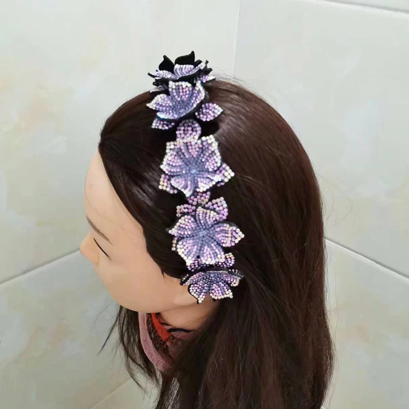 原创发夹头饰水钻发箍头箍发卡带齿防滑宽边压碎发发窟成人发饰