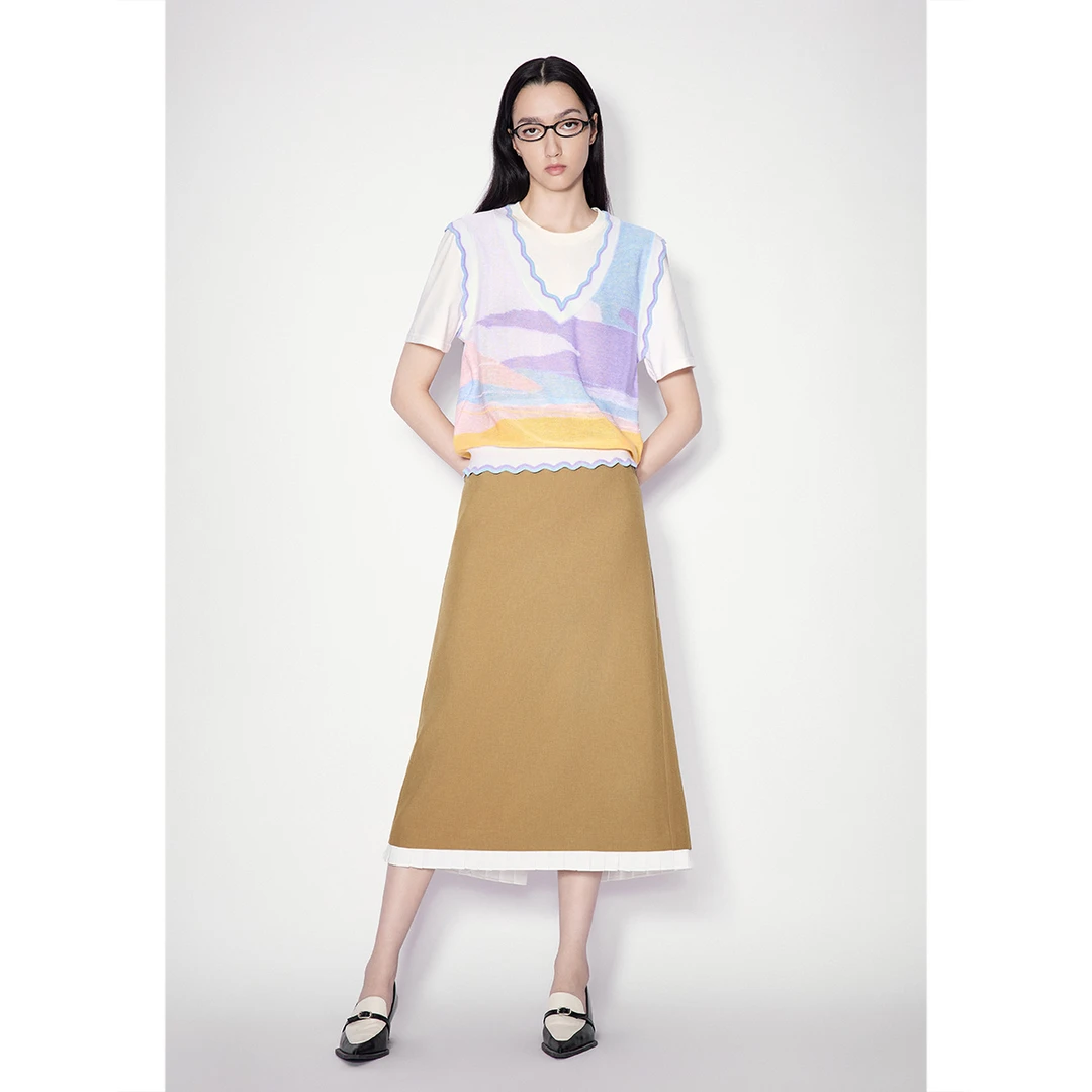 SALT.P可颜夏季欧若风假两件短袖针织衫AC64206090