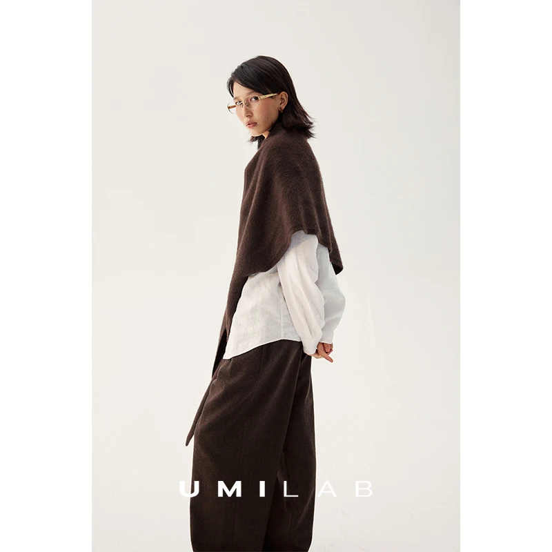 UMILAB｜眷顾*"软黄金"耗牛绒×阿拉善羊绒造型三角巾披肩BK663W