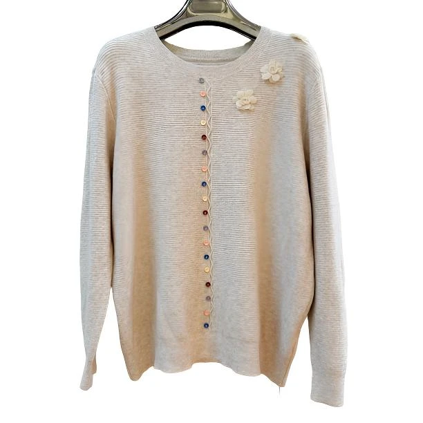 大码女装韩系气质减龄立体花朵短款显瘦长袖针织打底衫上衣女