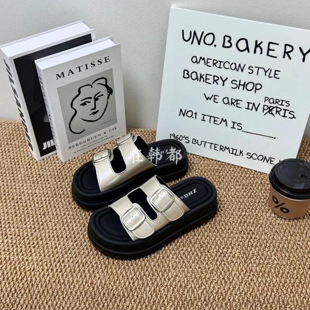 【ZHD】现货！小众高级感2025夏新款时尚百搭休闲厚底一字拖16881