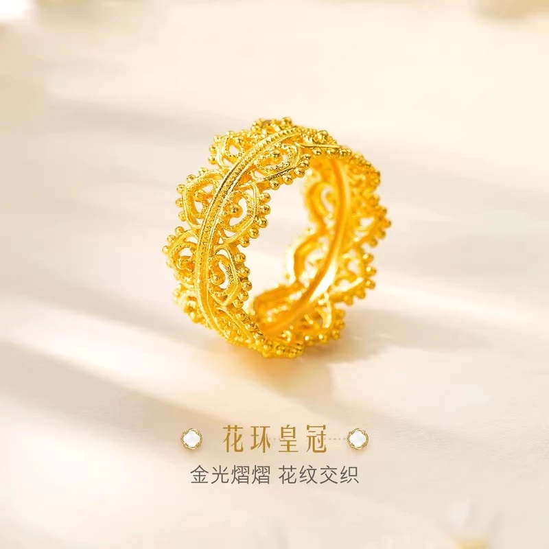 铜合金戒指 古法皇冠戒指女时尚百搭精致国风复古宫廷高级感指环