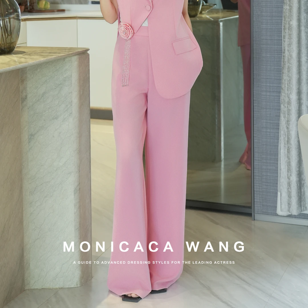 【莫妮卡卡】2025夏季新款高腰直筒裤简约百搭西装长裤ZJK10025-3