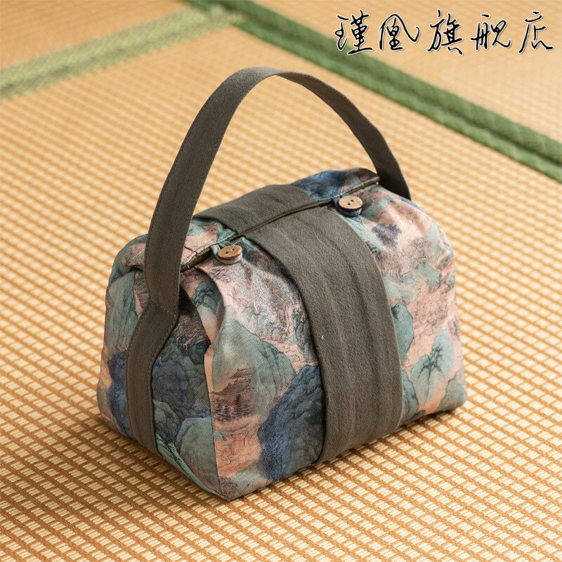 旅行茶具收纳包袋家用户外便携茶具快客杯茶壶茶杯收纳布艺包礼盒