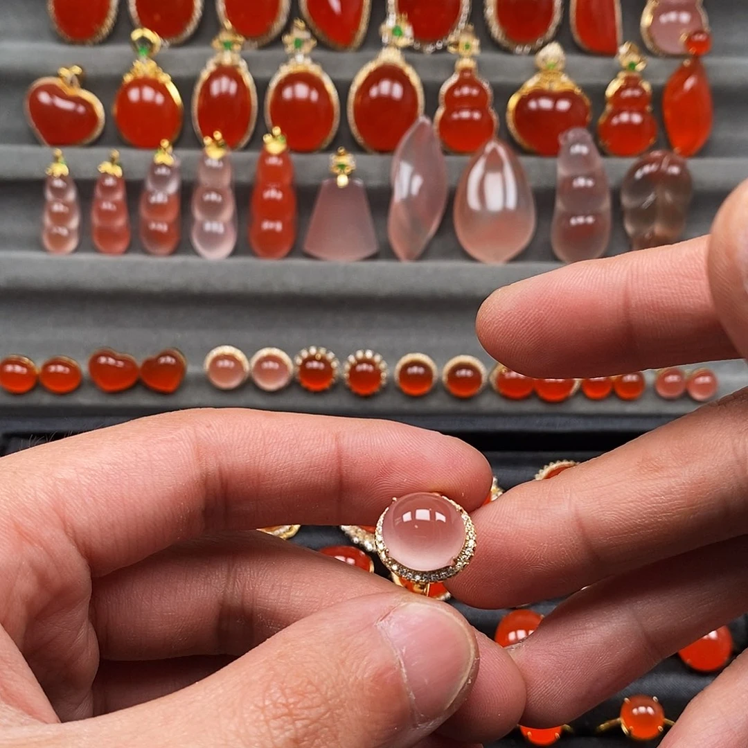 南红玛瑙银S925镶嵌戒指