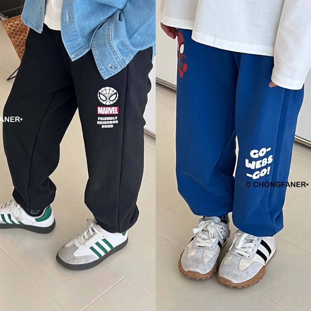 A103 童装出口韩国男女童毛圈松紧腰缩腿休闲运动长裤 100-155码