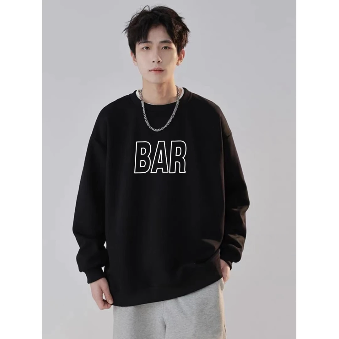 【一折专区】时尚百搭男女情侣款青春设计感情侣INS圆领卫衣宽松