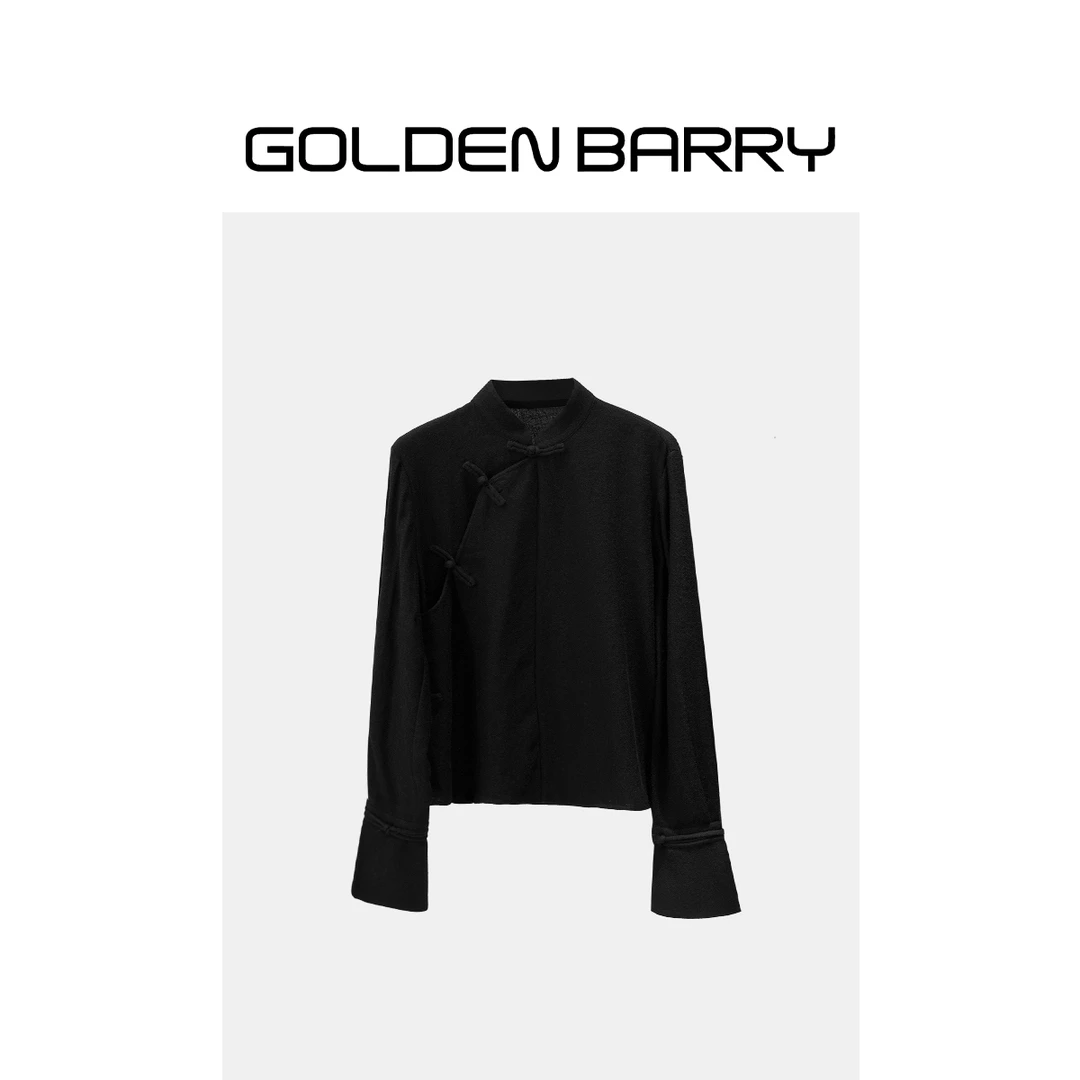 GOLDENBARRY|212510长袖女士人字纹复古百搭设计师时尚衬衣【微瑕】