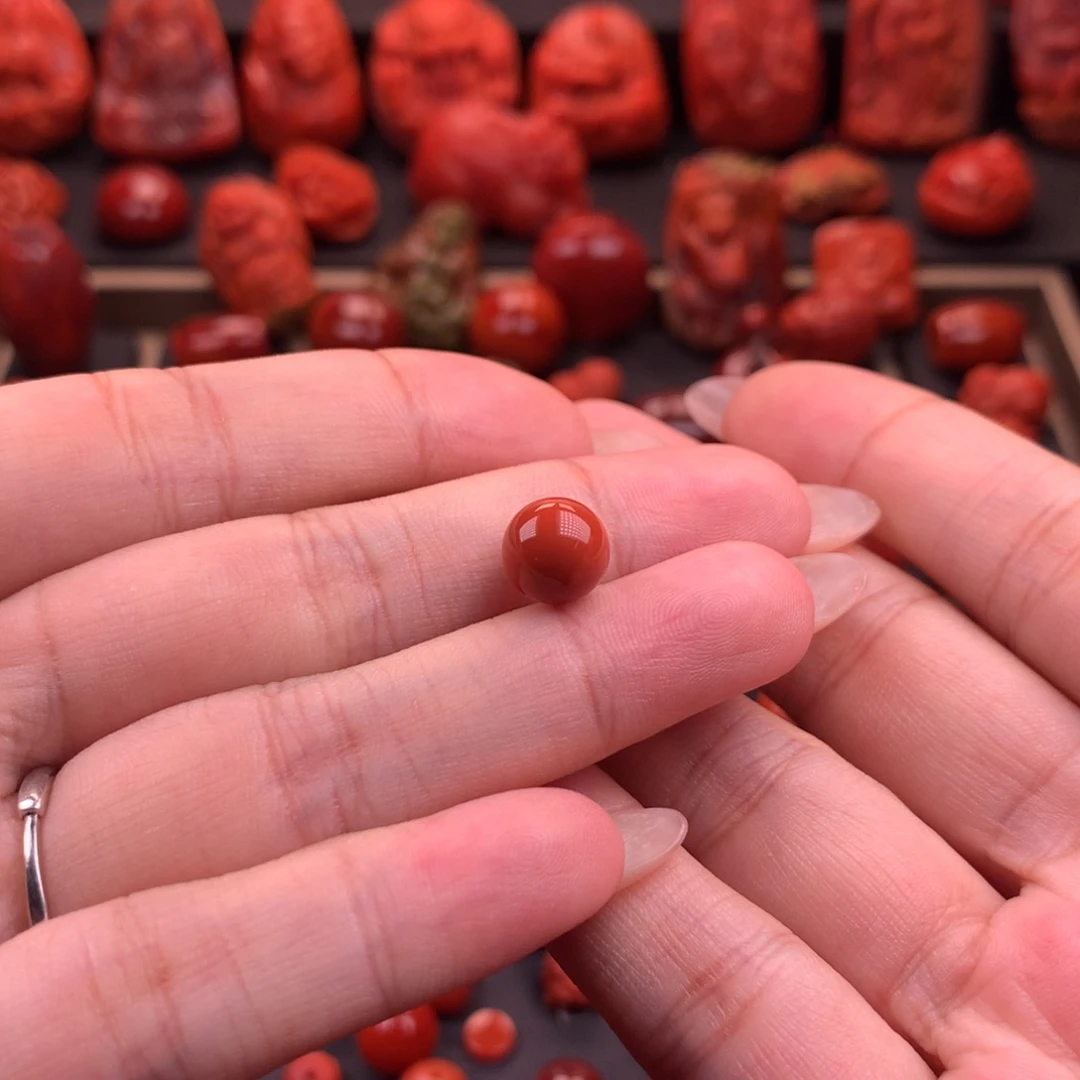 南红玛瑙南红川料原矿圆珠9mm未镶嵌