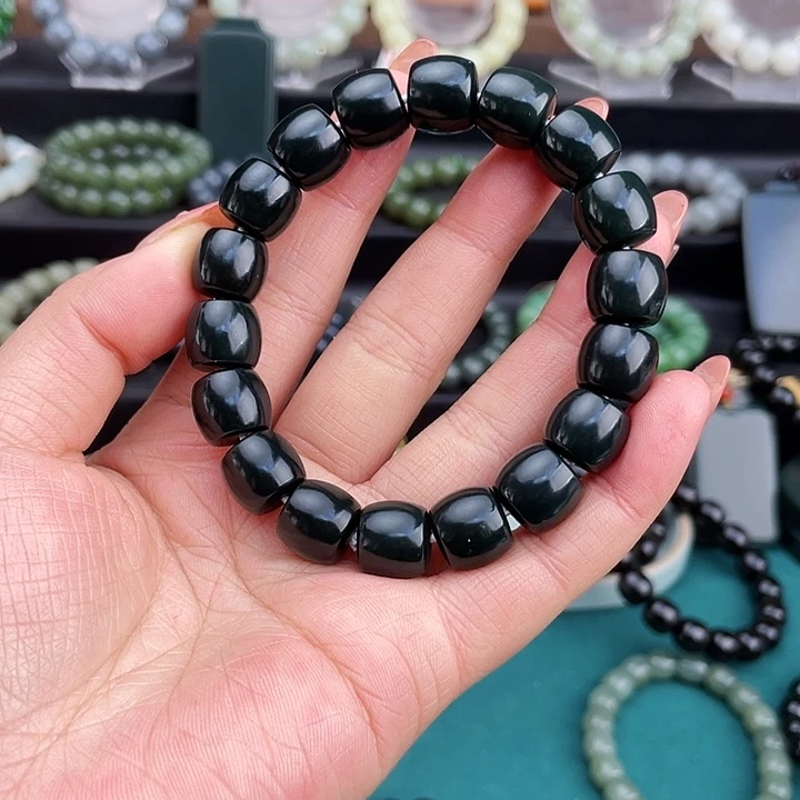 和田玉未镶嵌手链新疆塔什库尔干黑塔青卡12