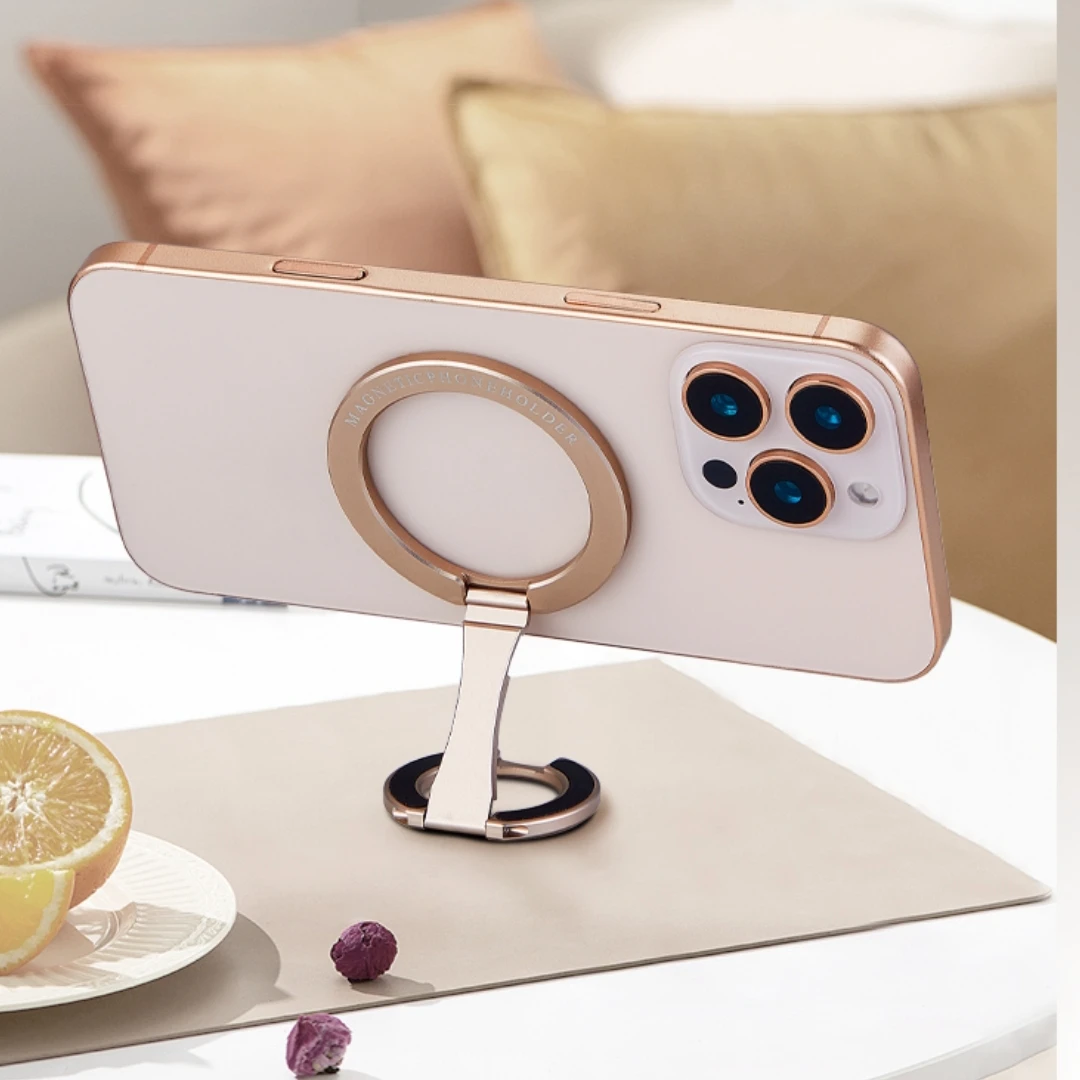 三折叠双面磁吸旋转手机支架桌面指环扣支撑架